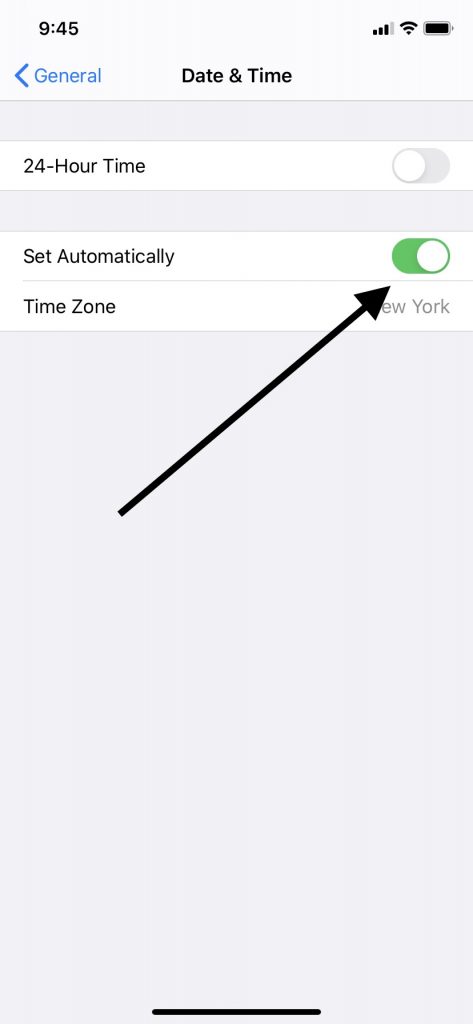 iPhoneロケーションサービスの日時が機能していません