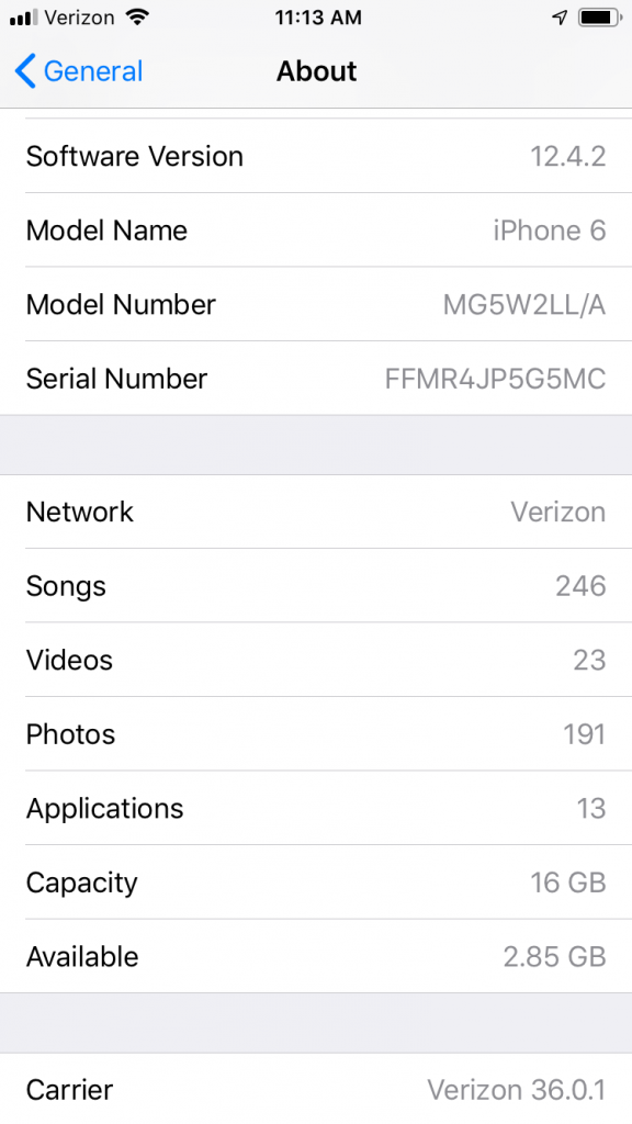 私のiPhoneが検索と言っている場合は、キャリアの更新を確認してください