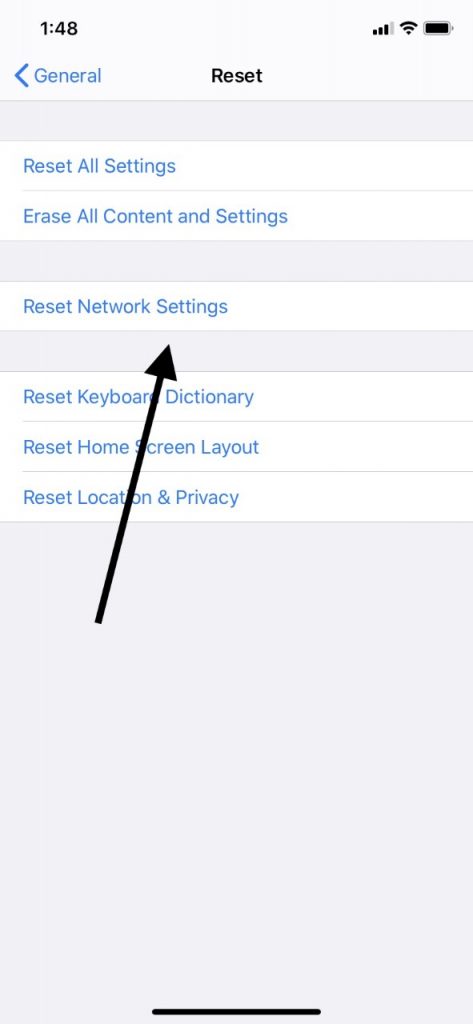   iPadサウンドなしでネットワーク設定をリセットします
