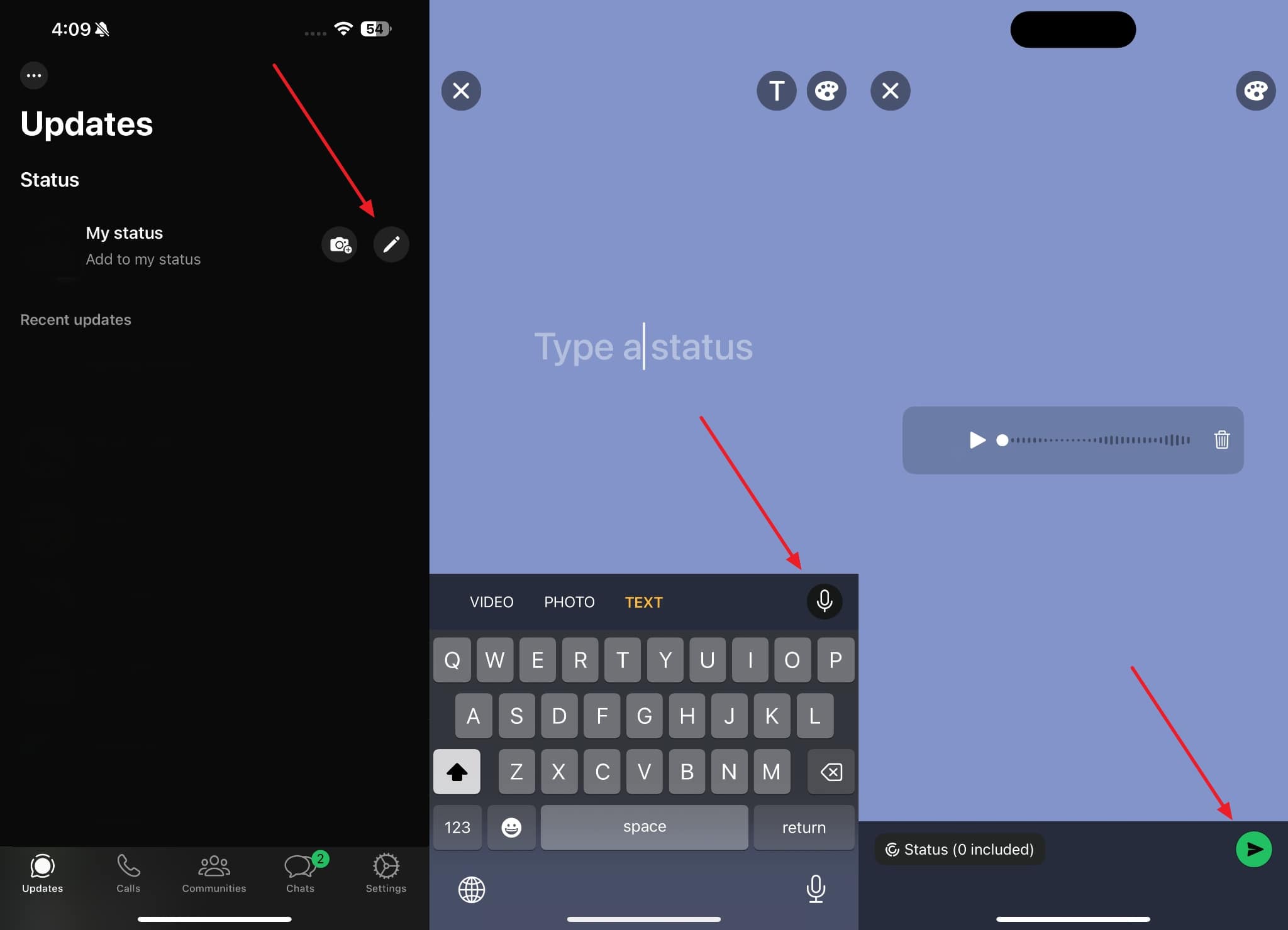 WhatsAppステータスの音楽を録音します