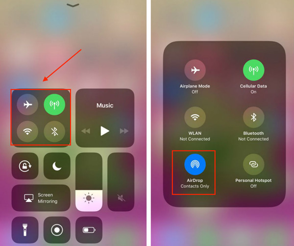 iPhoneでエアドロップをオンにします