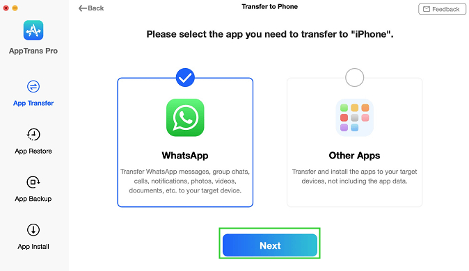 Anytrans WhatsApp転送ソフトウェア