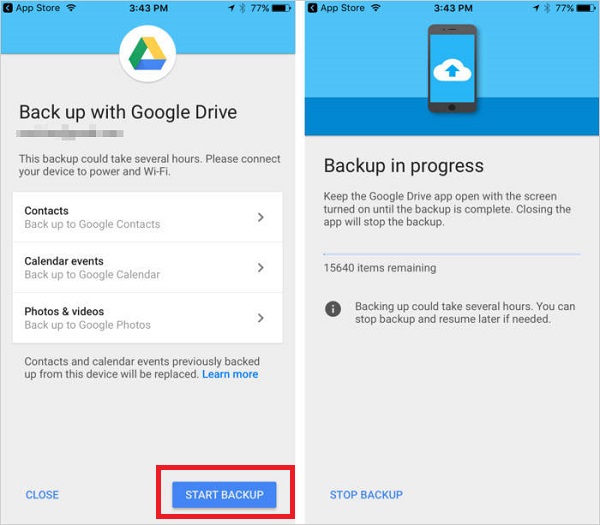 Googleドライブを使用して、iPhoneからAndroidにファイルを転送します