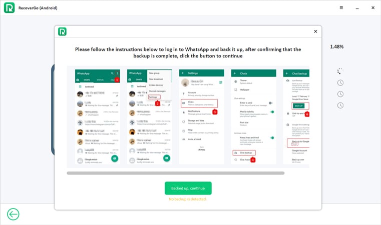 AndroidのRecovergoが削除したWhatsAppビデオを回復する方法Android