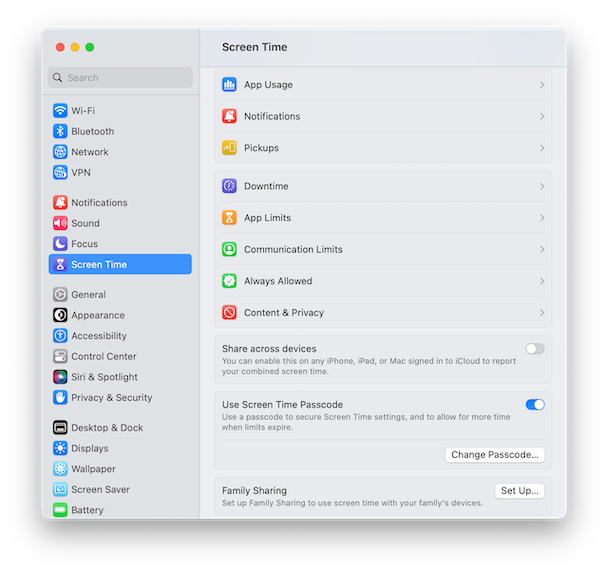 Macの画面時間パスコードをバイパスします