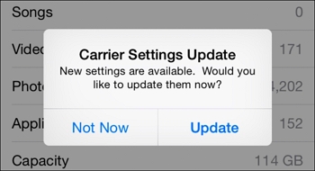 iPhoneは、キャリア設定の更新を検索する際に立ち往生しています