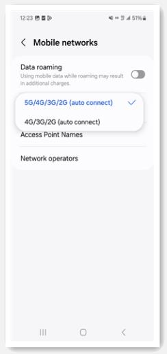 Samsungネットワークモードを変更します
