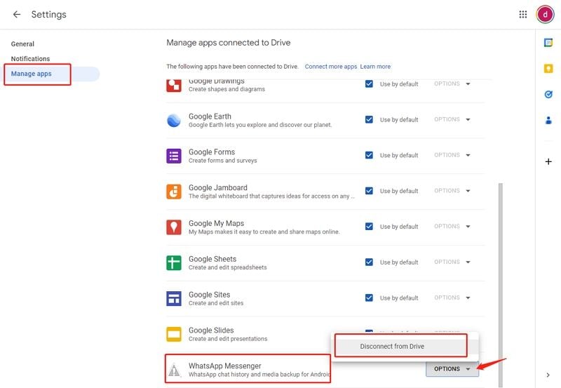 Google DriveからWhatsapバックアップを確認してください