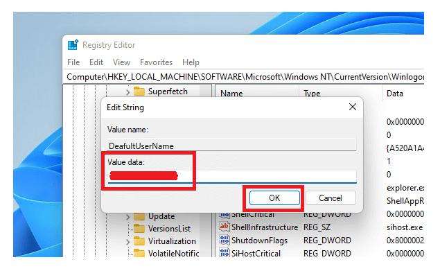 レジストリを使用してWindows 11 3をログインします