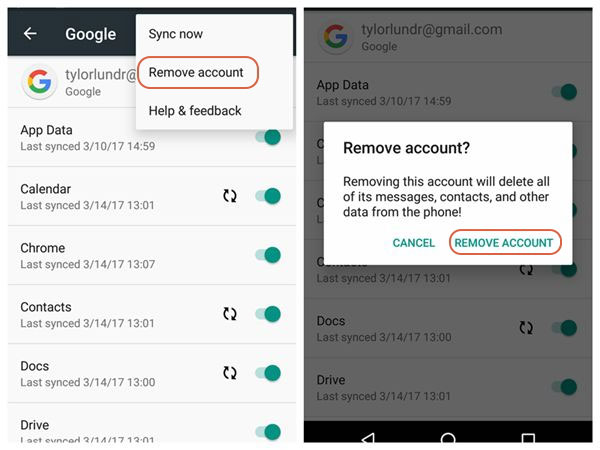 設定からパスワードなしでGalaxyからGoogleアカウントを削除します
