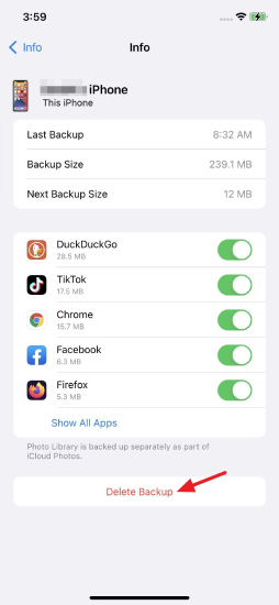 WhatsAppバックアップを削除します 