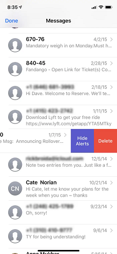 メッセージの会話を削除して、スペースを解放します。