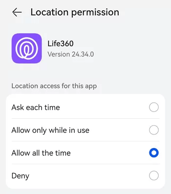 life360ロケーション許可
