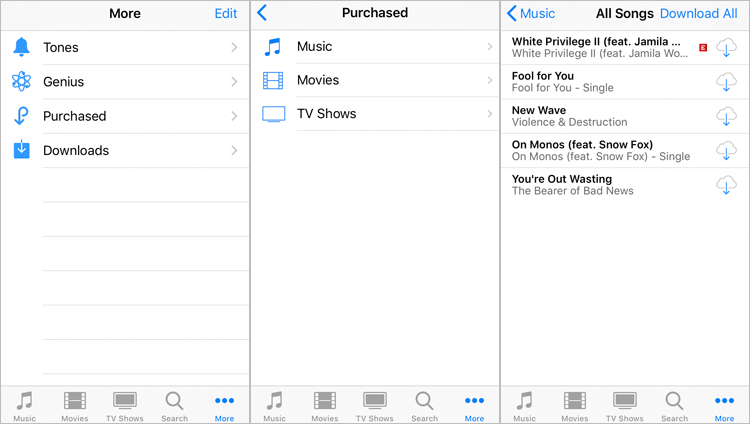 iPhoneのiTunesストアから音楽を回復します