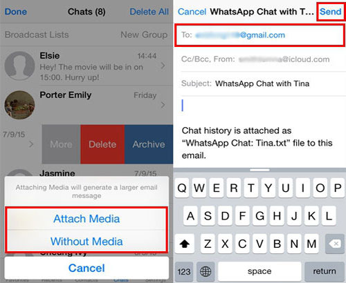 チャットをエクスポートして、whatsappメッセージAndroidをバックアップします