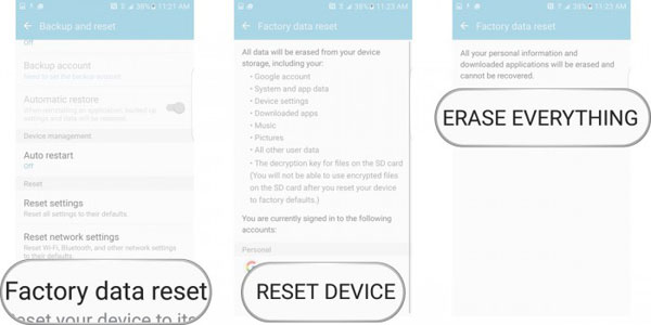 ファクトリーリセットAndroid電話