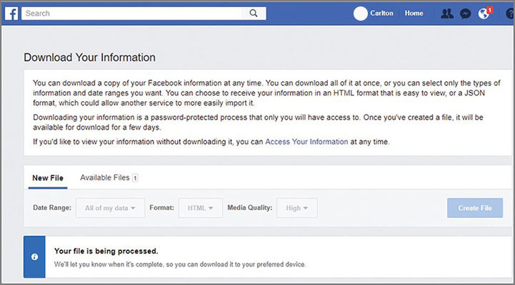 Facebook情報をダウンロードしてください