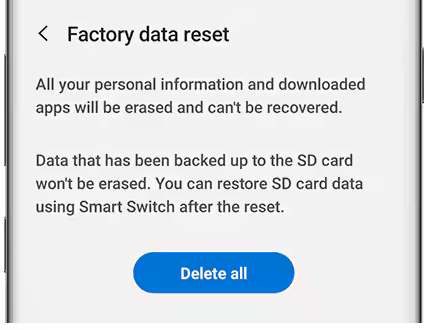 Androidのすべてのデータを消去します