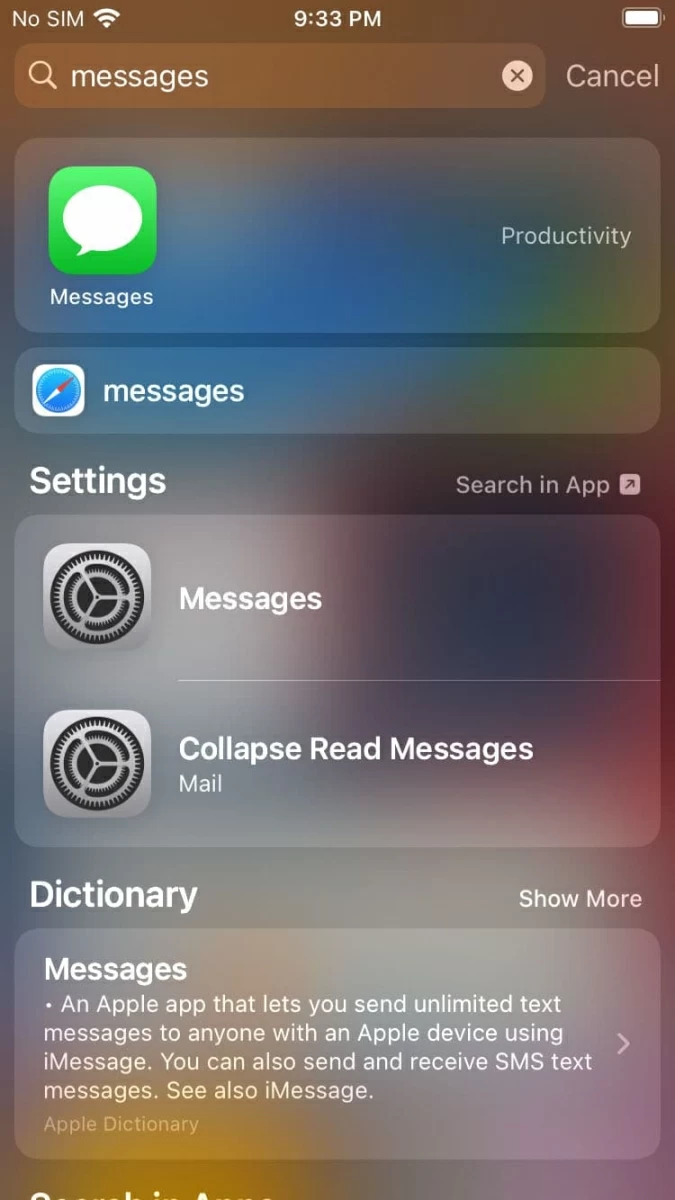 iPhoneから欠落しているメッセージアプリ