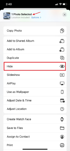 写真iPhoneを非表示にします