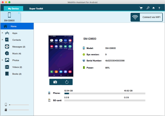 WiFiを介してAndroid電話をMacに接続します