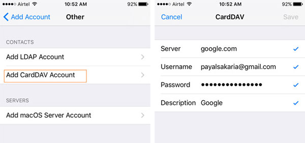 Gmailの連絡先をiPhoneに移動します