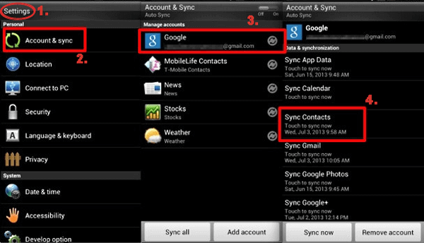Huaweiの連絡先をGoogleに同期します