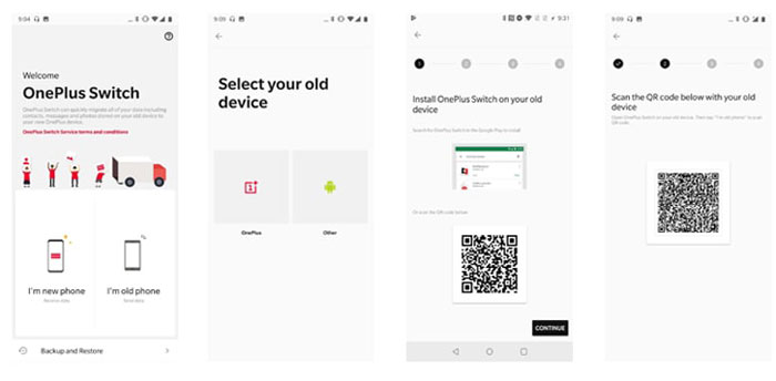 OnePlusスイッチを介して、別の電話からOnePlusデータを回復します