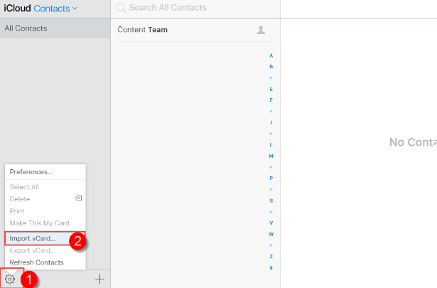 vcard連絡先をiCloudにインポートします