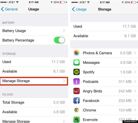 iPhoneでストレージを管理します