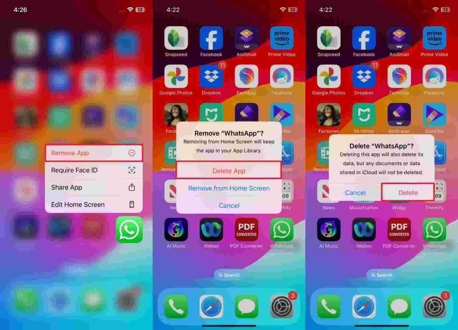 iPhoneからWhatsAppを削除し続けます