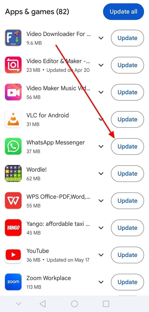 WhatsAppアプリを更新します