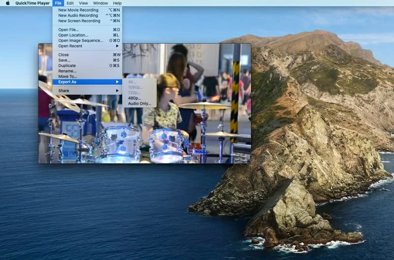 QuickTime PlayerでVOBを開き、MOVファイルとして保存します