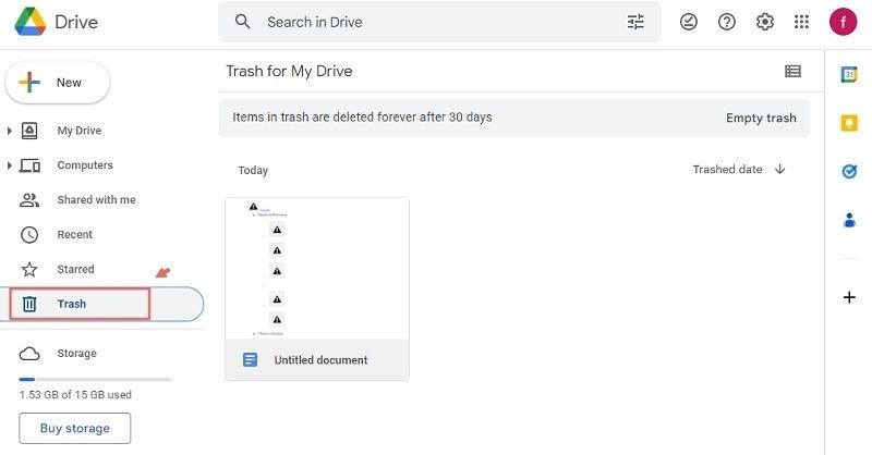 Googleドライブから削除されたスクリーンショットを回復します