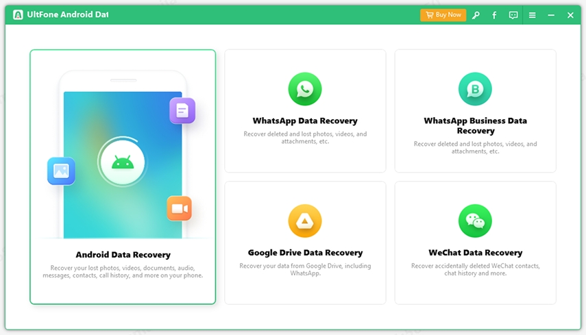 Ultfone Android Data Recovery Main Interface
