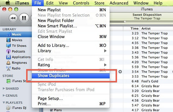 iTunes上の複製ファイルを削除します
