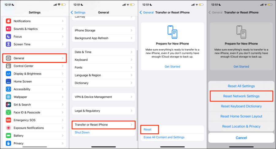 iOS 15以降のネットワーク設定をリセットします