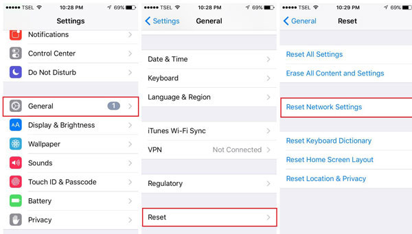 iPhoneネットワーク設定をリセットします