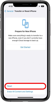 iPhoneを転送またはリセットします。