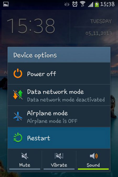 Androidデバイスを再起動します