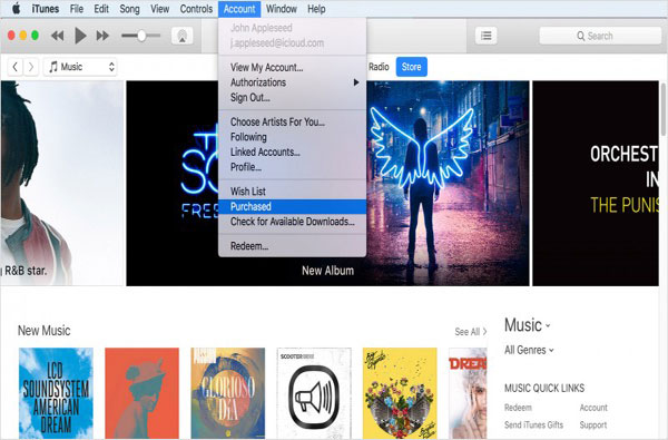 iTunesストアから音楽を再ダウンロードします