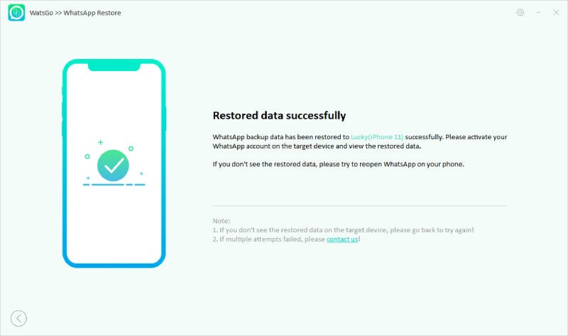 WhatsAppバックアップを成功して復元します