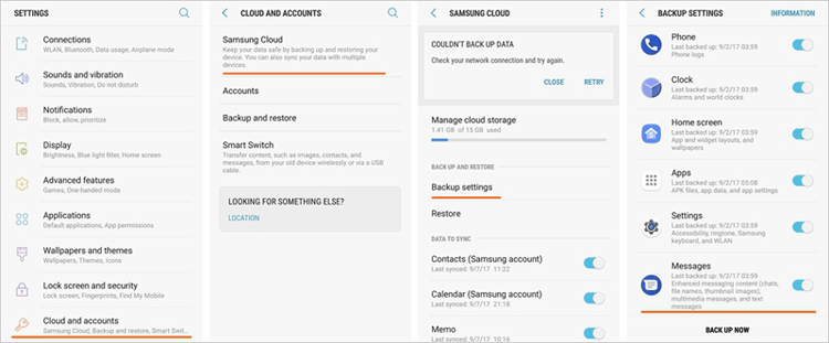 Samsung CloudのようなSamsungバックアップソフトウェア