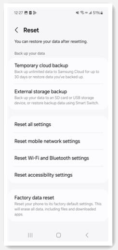 モバイルネットワーク設定をリセットします