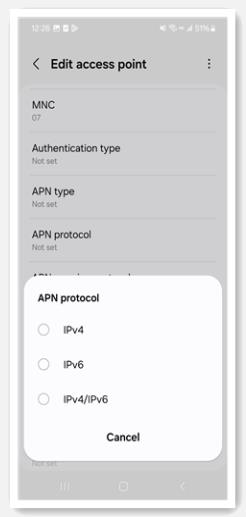 APN Protocalを設定します