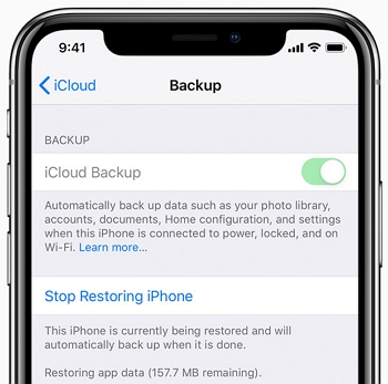 iOSを更新して、iCloudスタックから復元を修正します