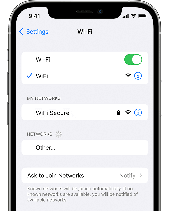 スイッチをオフまたはWiFiにスイッチします