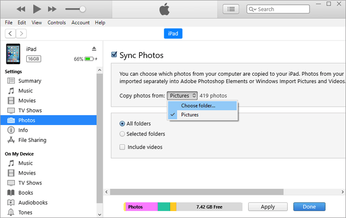 iTunesを使用してGoogleドライブからiPhoneに写真を保存する方法