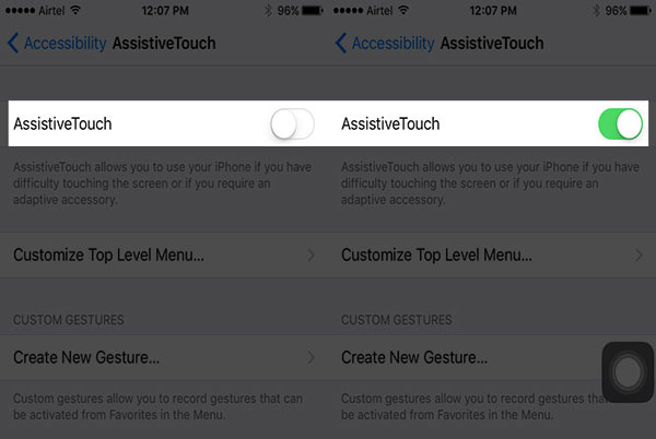 assistivetouchでiPhoneをオフにします