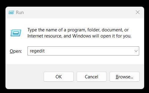 opne regedit